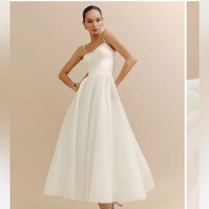 NWT Reformation Alouette Double Satin Bridal Dress Fior Di Latte Cream